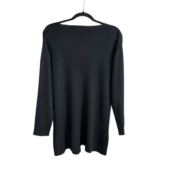 Vintage 90s Belford 100% Silk Black Longline Cardigan Sweater Minimalist Classic - Picture 8 of 16